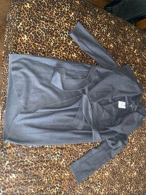 HERS & MINE Gray Tie-Waist Sweater Cardigan